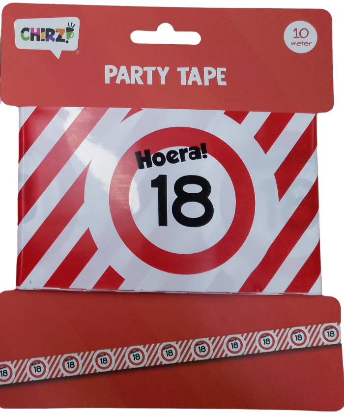 Afzetlint 18 jaar rood/wit 10m - Image 2