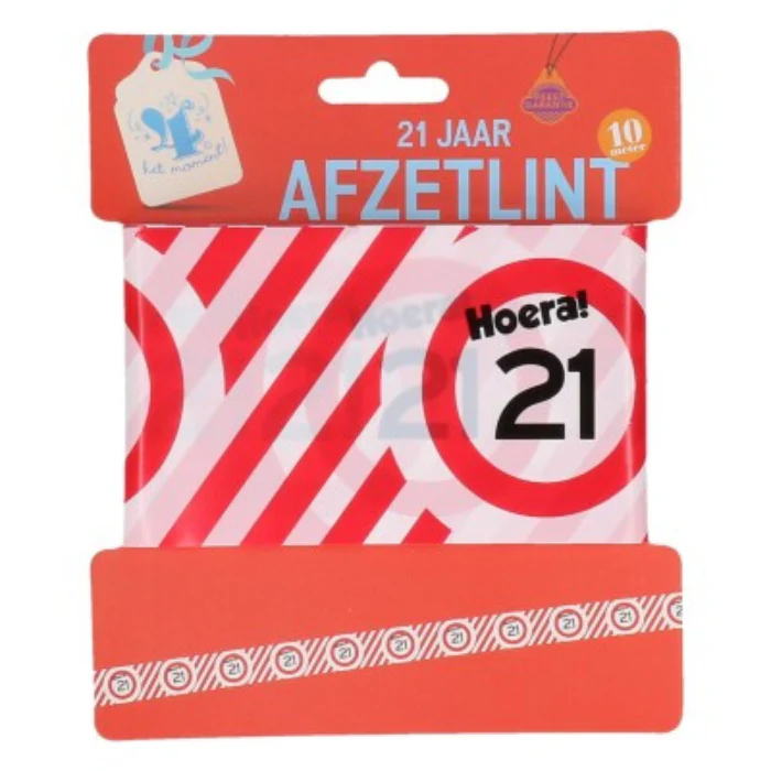 Afzetlint 21 jaar rood/wit 10m - Image 2
