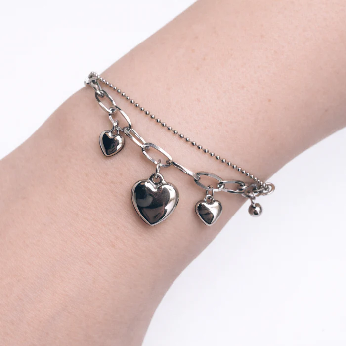 Armband bedelhartjes zilver #778 - Image 2