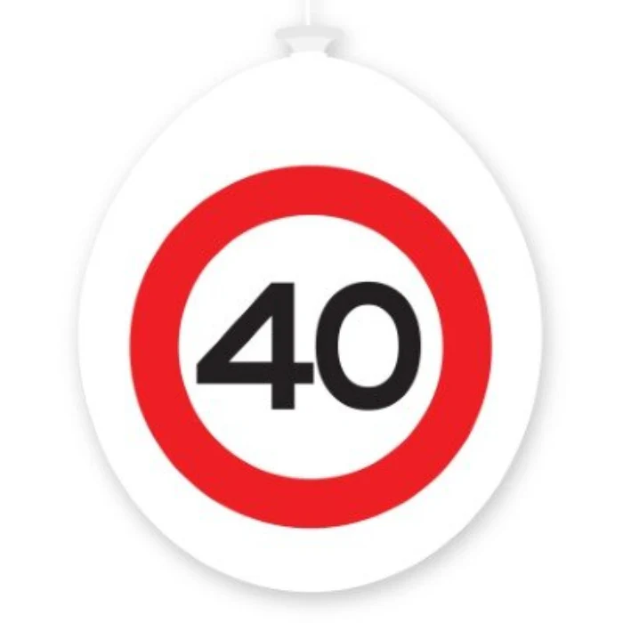 Ballonnen 40 jaar rood/wit 10 stuks