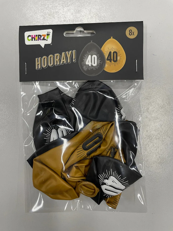 Ballonnen 40 zwart/goud 8st