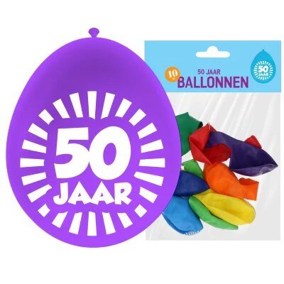Ballonnen 50 jaar 30cm 10 stuks