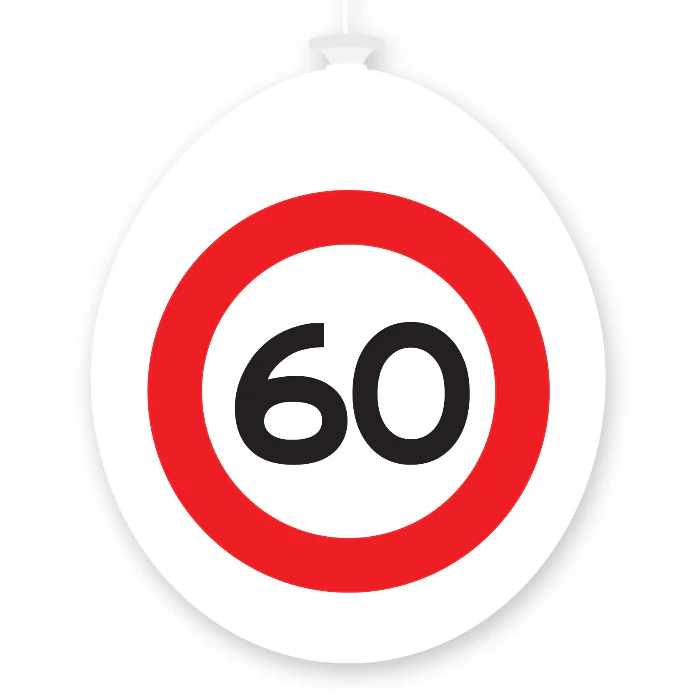 Ballonnen 60 jaar rood/wit 10 stuks