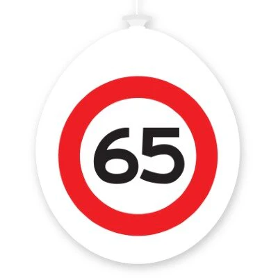 Ballonnen 65 jaar rood/wit 10 stuks