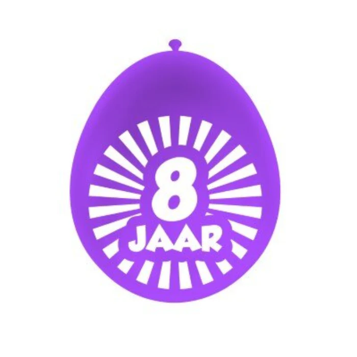 Ballonnen 8 jaar meerkleurig 10 stuks