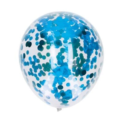 Ballonnen confetti lichtblauw 5 stuks