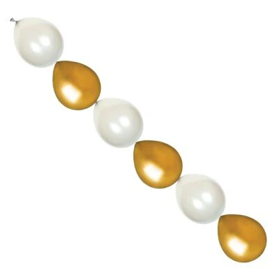 Ballonnen slinger metallic wit/goud 10 stuks