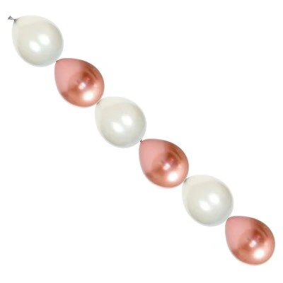 Ballonnen slinger parelmoer wit/roségoud 15cm 10 stuks