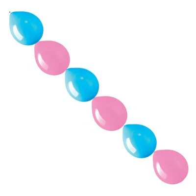 Ballonnen slinger roze/blauw 15cm 10 stuks