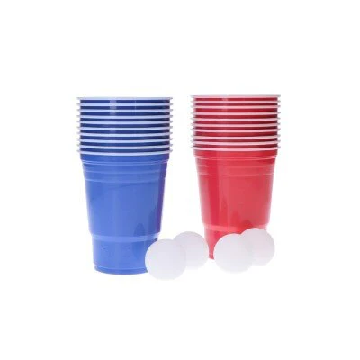 Beer pong set compleet 20 bekers rood/blauw 4 ballen - Image 3