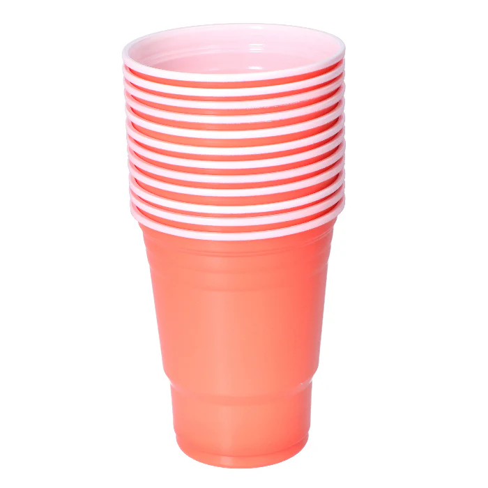 Bekers beer pong plastic oranje 12st