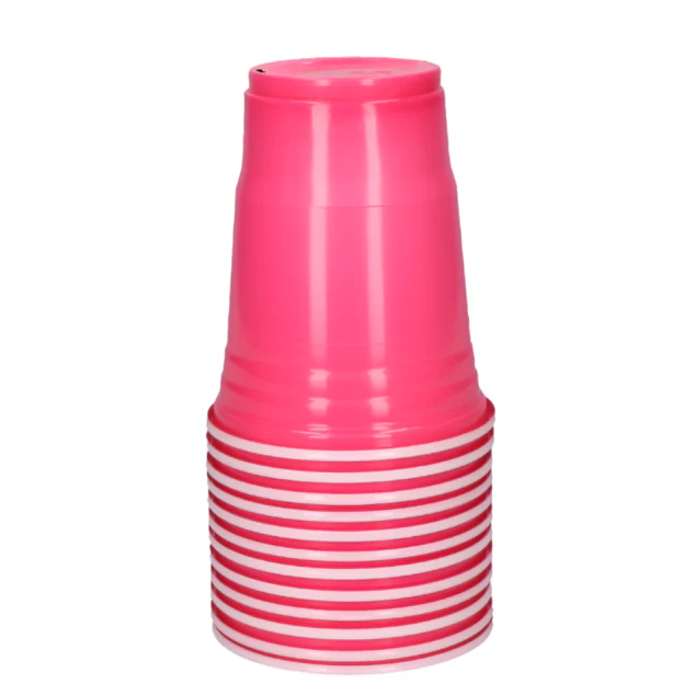 Bekers beer pong plastic roze 12st