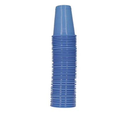 Bekers plastic blauw 200ml 50 stuks