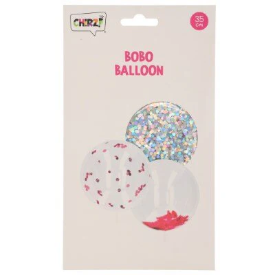 Bobo ballon glitters zilver max. 35cm - Image 2