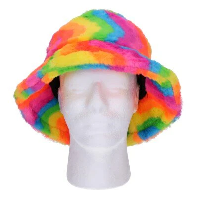 Bucket hoed regenboog fluffy - Image 2