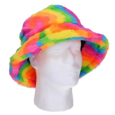 Bucket hoed regenboog fluffy - Image 3
