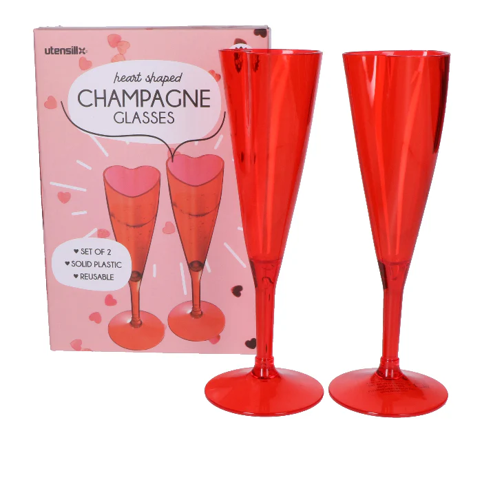 Champagneglazen rood hartjesvorm plastic - Image 2