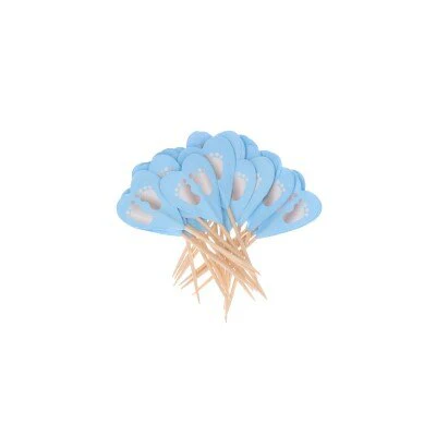 Cocktailprikkers babyshower voetjes blauw 25 stuks