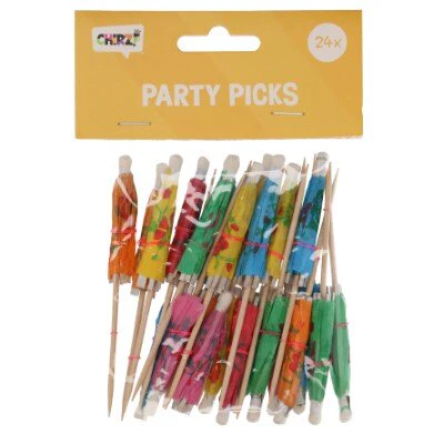 Cocktailprikkers parasols meerkleurig 24 stuks