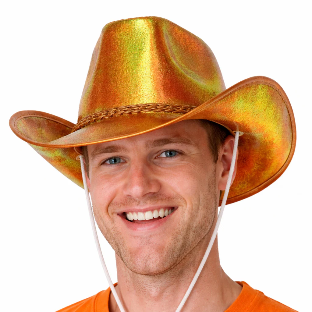 Cowboyhoed holografisch oranje