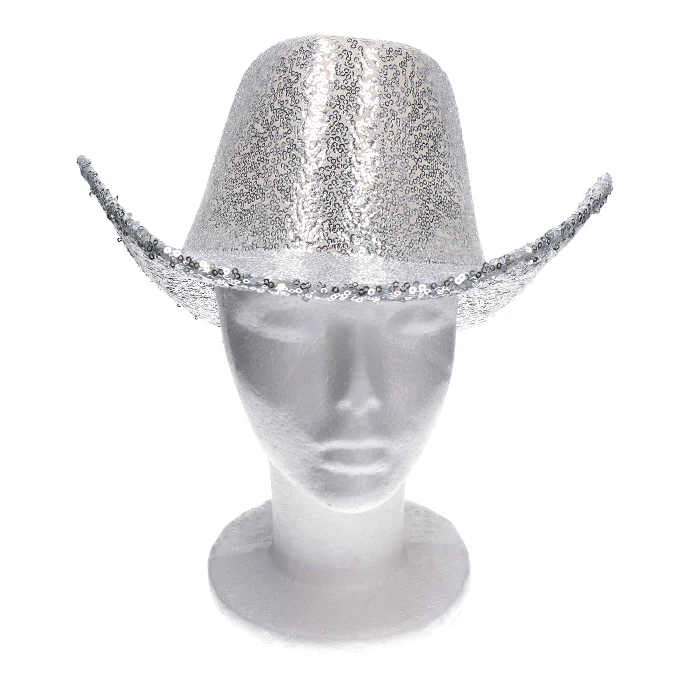 Cowboyhoed pailletten zilver - Image 2