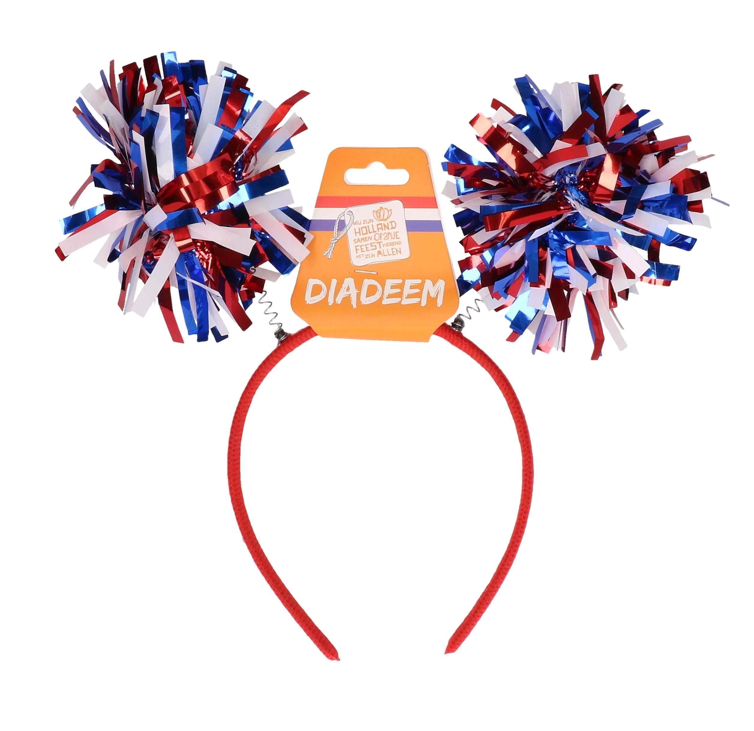 Diadeem folie pompom rood/wit/blauw - Image 2