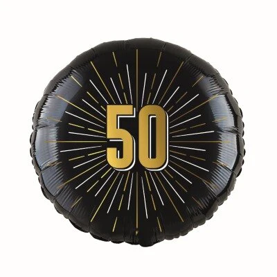 Folieballon 50 jaar zwart/goud 35cm