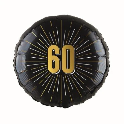 Folieballon 60 jaar zwart/goud 35cm