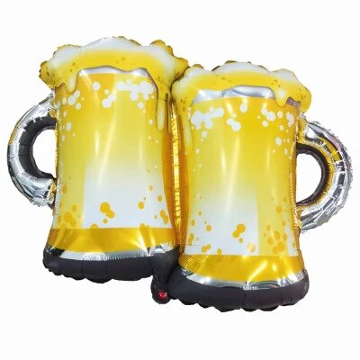 Folieballon bierpullen geel/wit 75cm