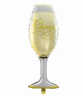 Folieballon Cheers zilver/geel 80cm