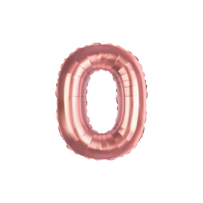Folieballon cijfer 0 roségoud 70cm