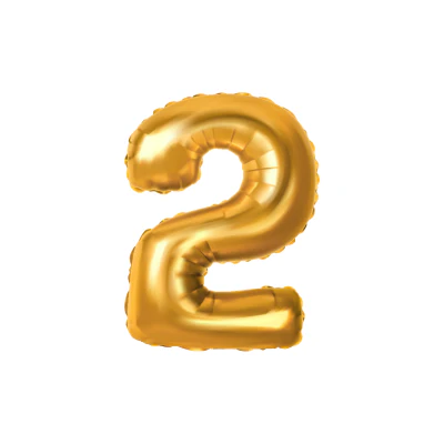 Folieballon cijfer 2 goud -70cm