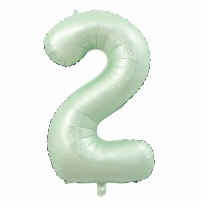 Folieballon cijfer 2 mintgroen 80cm