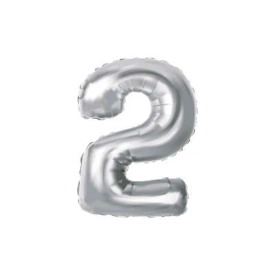 Folieballon cijfer 2 zilver 70cm
