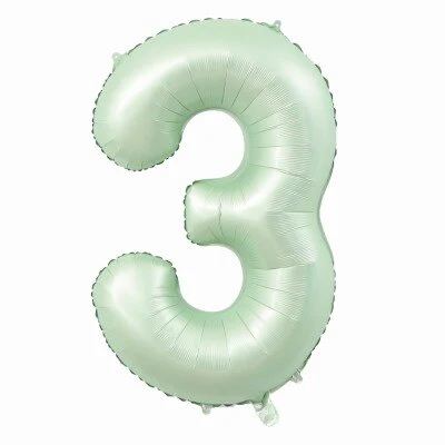 Folieballon cijfer 3 mintgroen 80cm
