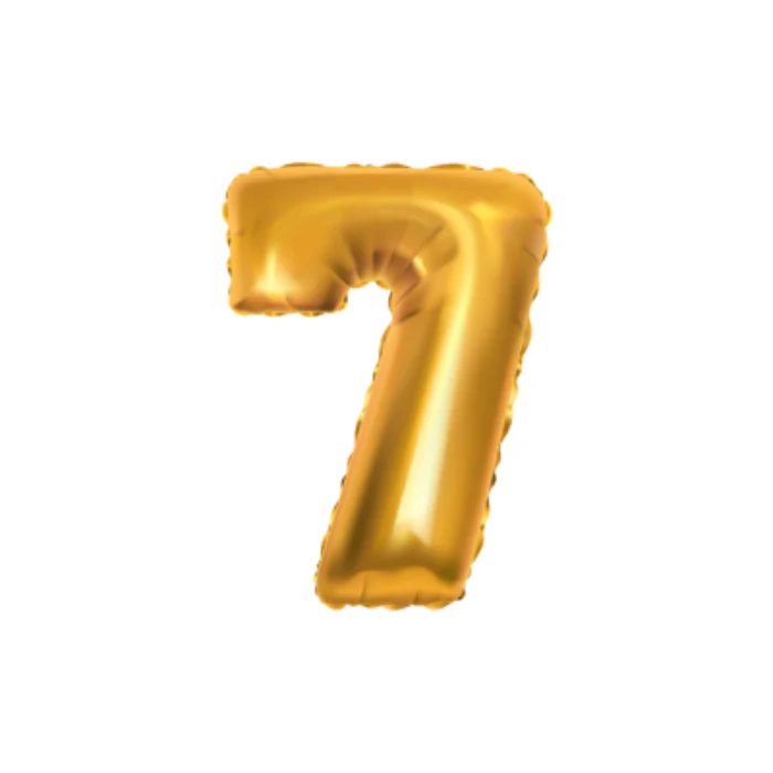 Folieballon cijfer 7 goud 70cm