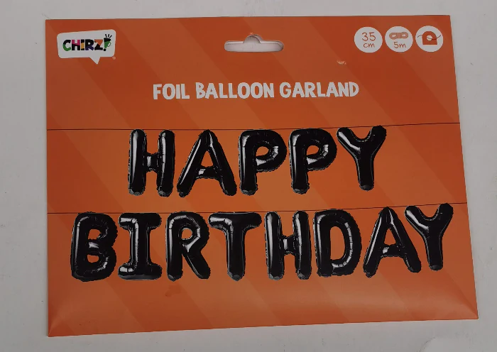 Folieballon happy birthday zwart
