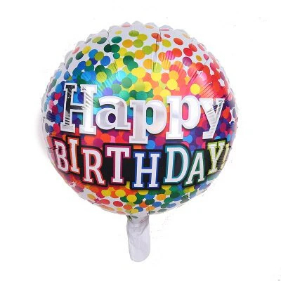 Folieballon meerkleurig stippen happy birthday 33cm