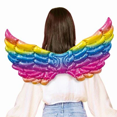 Folieballon regenboog engelenvleugels 85cm