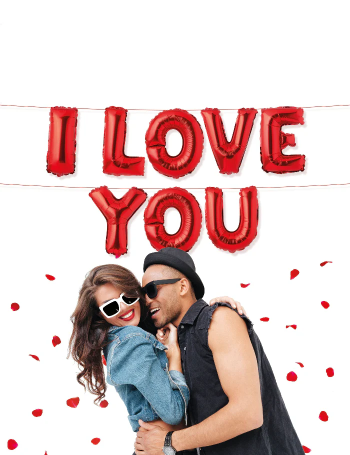Folieballon slinger I love you rood
