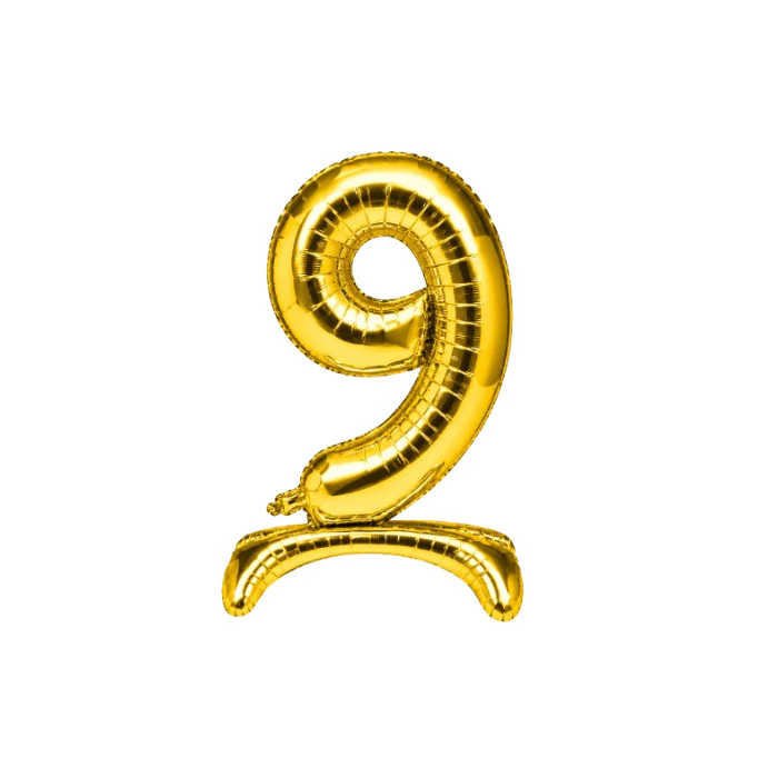 Folieballon staand - XXL - Goud - nummer 9 (127 cm)