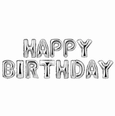 Folieballonnen Happy birthday zilver 38cm