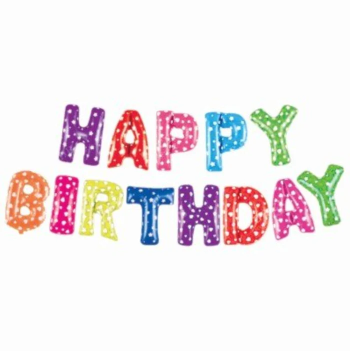 Folieballonnen slinger Happy birthday meerkleurig 37cm