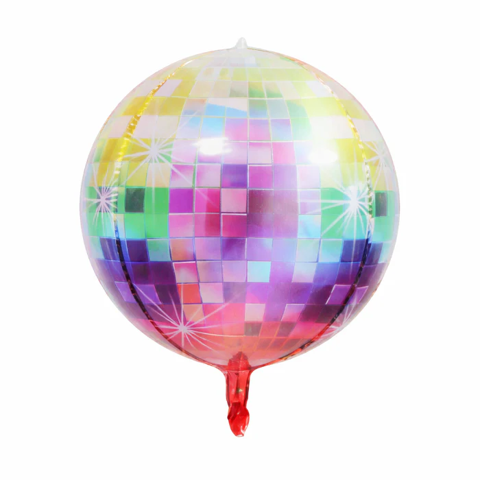 Follieballon discobal regenboog meerkleurig