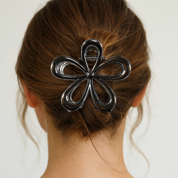 Haarclip bloem zilver