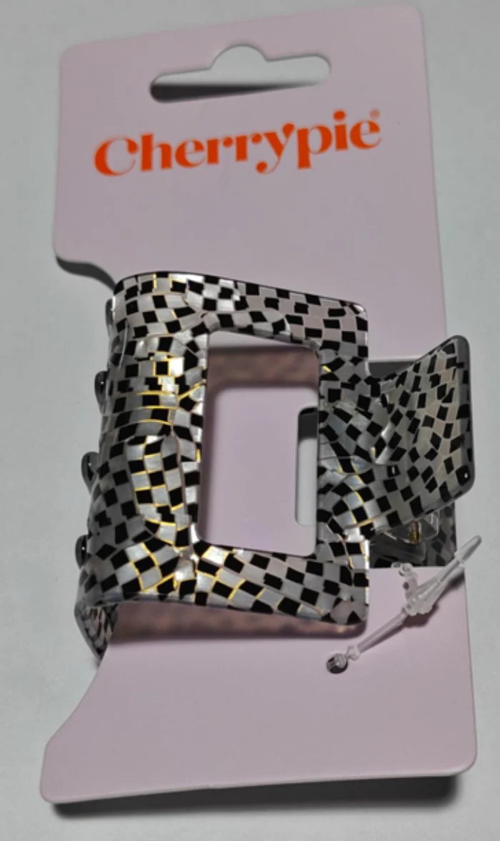 Haarclip wit/zwart geblokt - Image 2