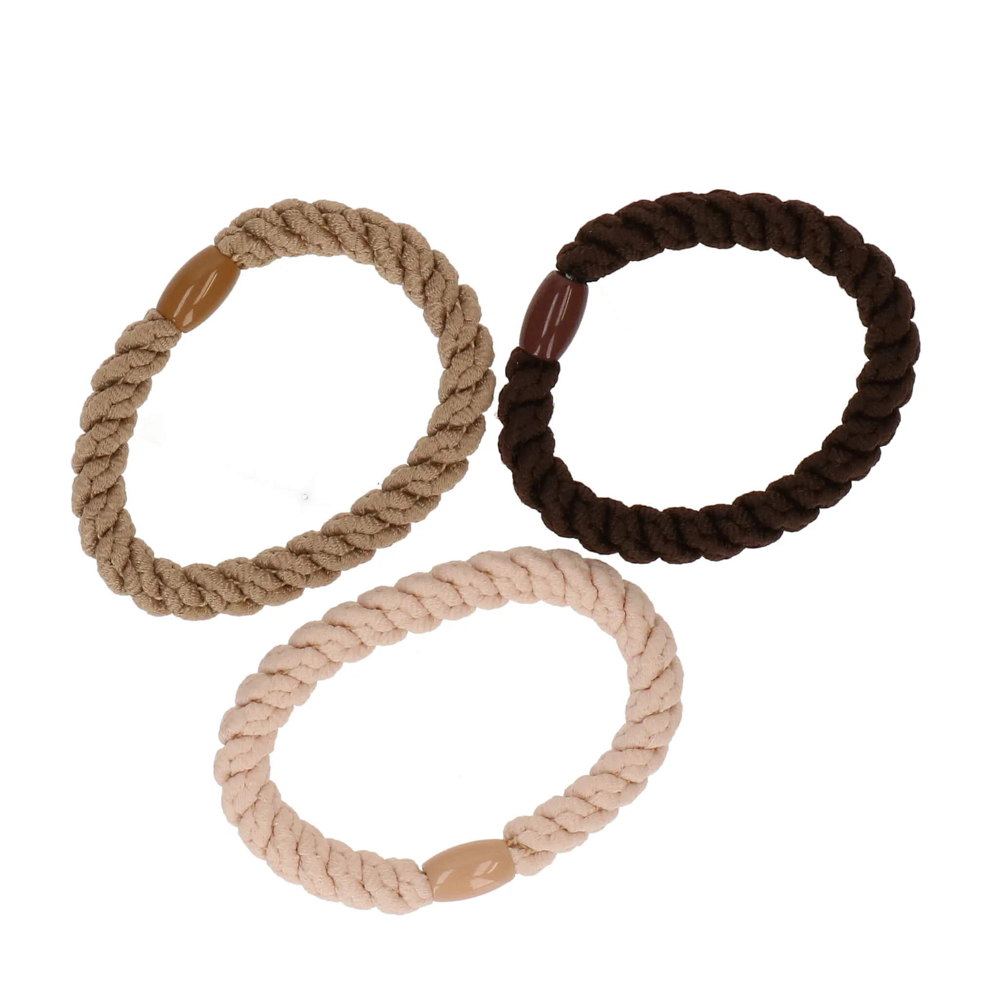 Haarelastieken dik beige/bruin/donkerbruin 3 stuks - Image 2