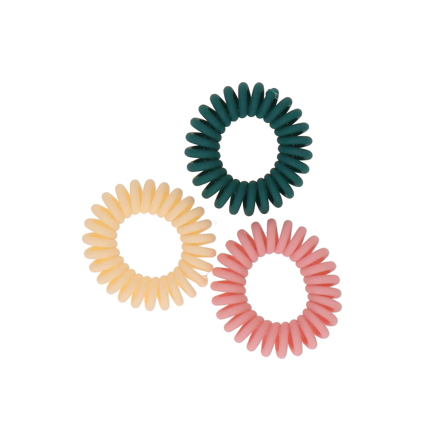 Haarelastieken spiraal beige/groen/roze 3 stuks - Image 2
