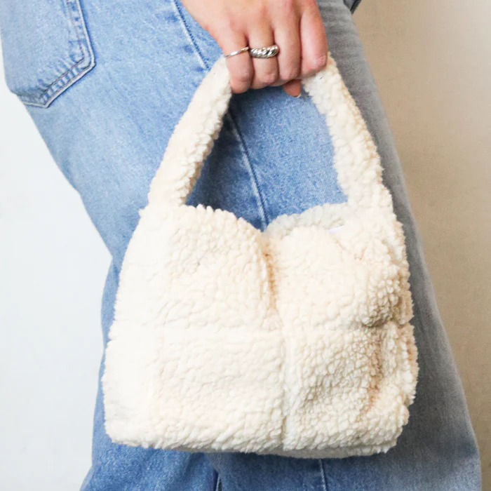 Handtas Teddy Blokken Beige