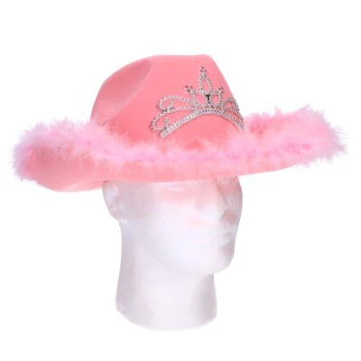 Hoed cowboy met kroontje roze